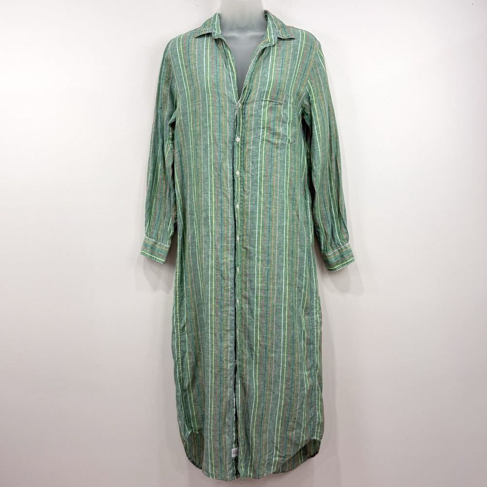 Frank & Eileen Rory Linen Dress XS Stripe Maxi Sustainable Preppy Resort Coastal